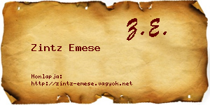 Zintz Emese névjegykártya